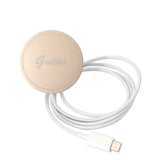 Apple iPhone 14 Pro Max Kılıf Guess Magsafe Şarj Özellikli Yaprak Desenli Magsafe Şarj Kablolu Kapak Pembe