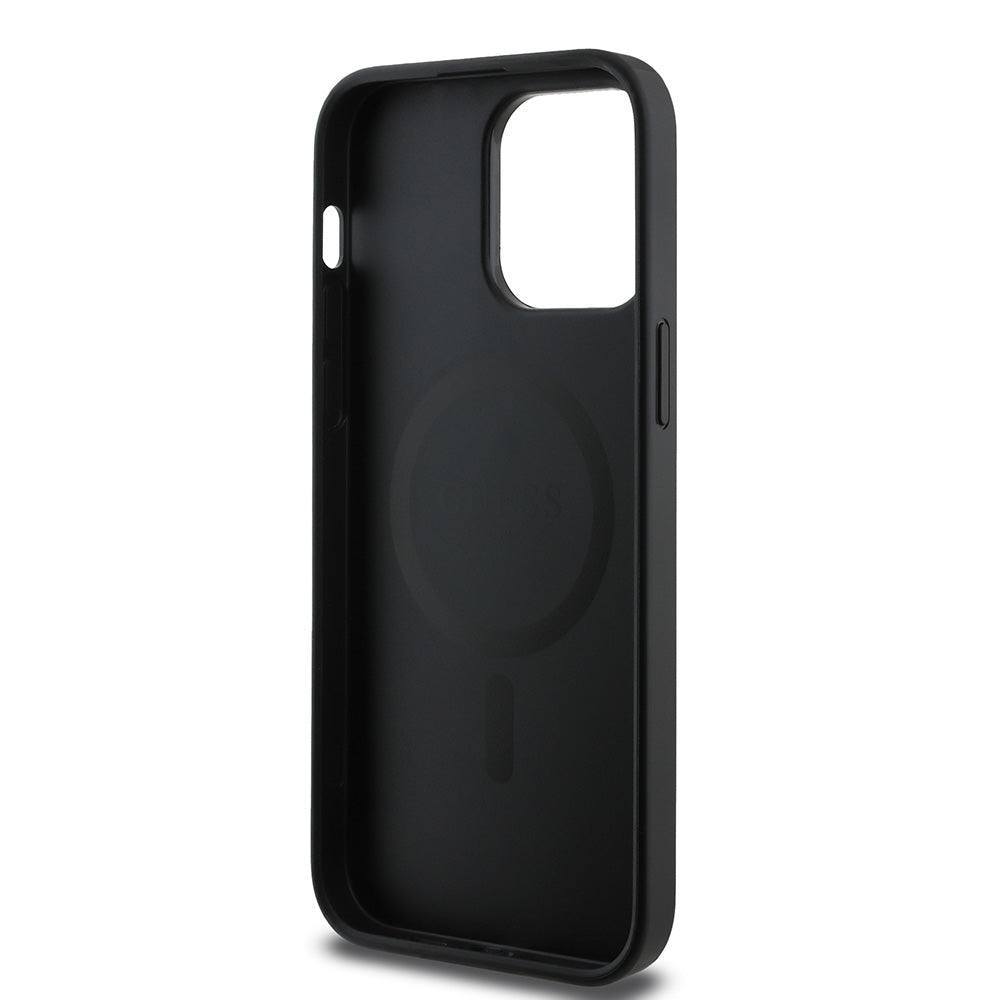 Apple iPhone 14 Pro Max Kılıf Guess Magsafe Uyumlu 4G Classic Logolu Kapak Siyah