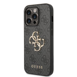 Apple iPhone 14 Pro Max Kılıf Guess PU Deri Büyük Metal Logo Dizaynlı Kapak Siyah