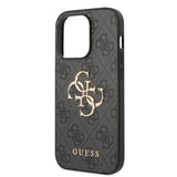 Apple iPhone 14 Pro Max Kılıf Guess PU Deri Büyük Metal Logo Dizaynlı Kapak Siyah
