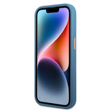 Apple iPhone 14 Pro Kılıf Guess PU Deri Metal Logo Dizaynlı Kapak Mavi