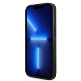 Apple iPhone 14 Pro Kılıf Guess PU Deri Şerit Logo Dizaynlı Kapak Siyah