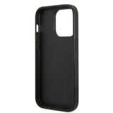 Apple iPhone 14 Pro Kılıf Guess PU Deri Şerit Logo Dizaynlı Kapak Siyah