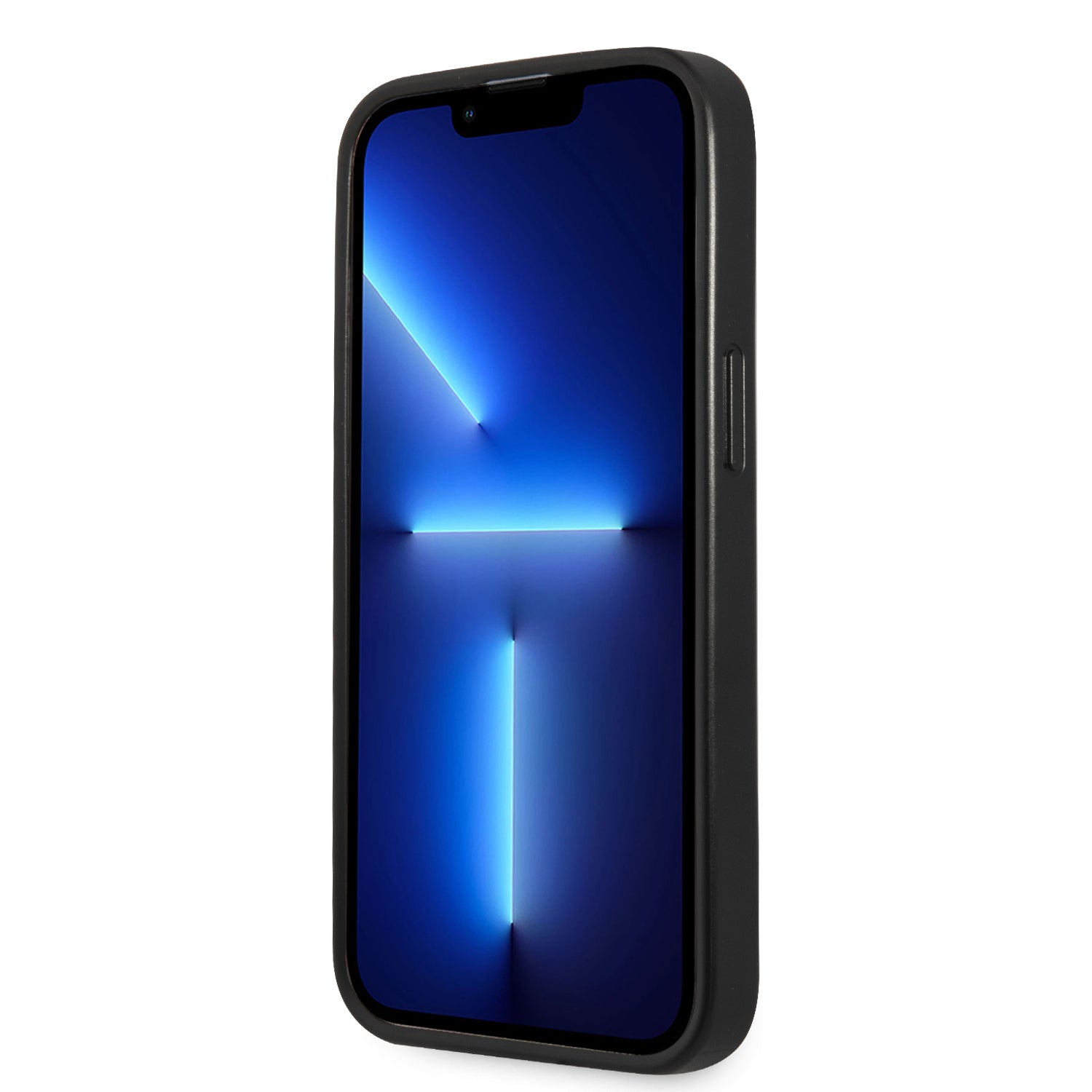 Apple iPhone 14 Pro Max Kılıf Guess PU Safran Deri Üçgen Logolu Kapak Siyah