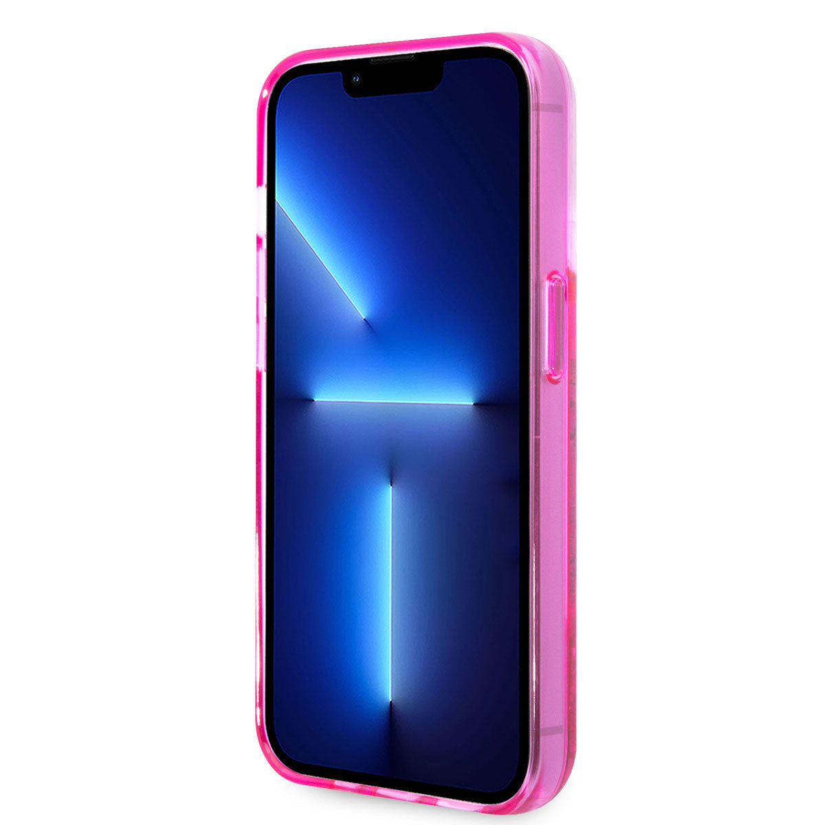 Apple iPhone 14 Pro Kılıf Guess Transparan Sıvılı Simli Kapak Pembe