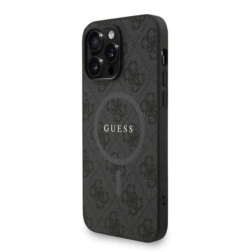 Apple iPhone 14 Pro Max Kılıf Guess M-safe Şarj Özellikli Bilek Askı İpli Yazı Logolu Kapak Siyah