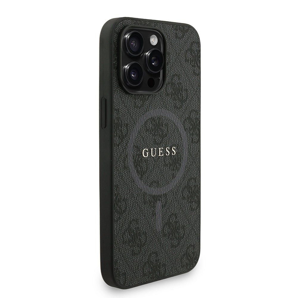 Apple iPhone 14 Pro Max Kılıf Guess M-safe Şarj Özellikli Bilek Askı İpli Yazı Logolu Kapak Siyah