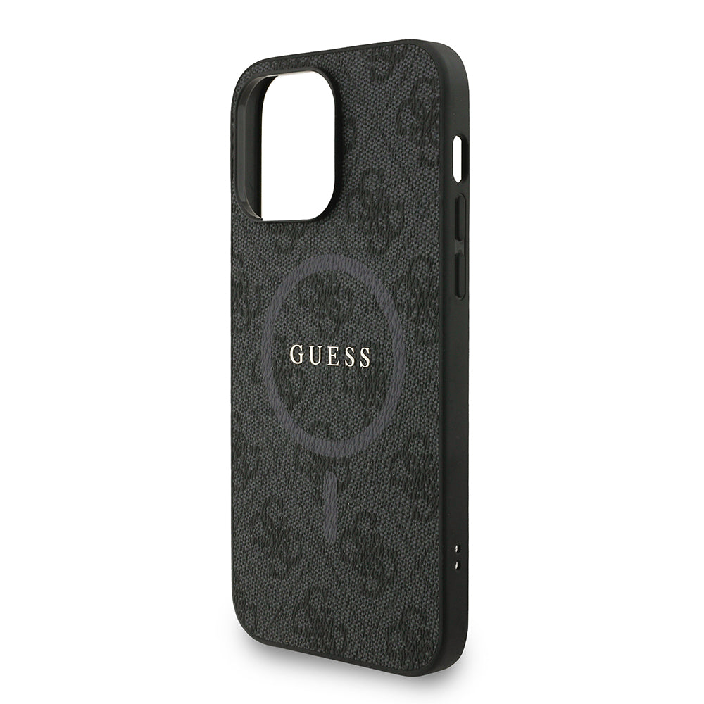 Apple iPhone 14 Pro Max Kılıf Guess M-safe Şarj Özellikli Bilek Askı İpli Yazı Logolu Kapak Siyah