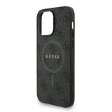 Apple iPhone 14 Pro Max Kılıf Guess M-safe Şarj Özellikli Bilek Askı İpli Yazı Logolu Kapak Siyah