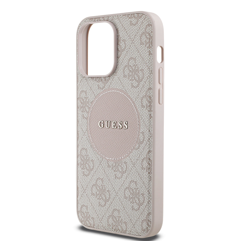 Apple iPhone 14 Pro Max Kılıf Guess Magsafe Şarj Özellikli Circle Classic Kapak Pembe