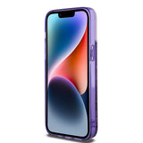 Apple iPhone 14 Pro Max Kılıf Guess Transparan Sıvılı ve Simli Çizgili Kapak Mor