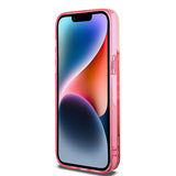 Apple iPhone 14 Pro Max Kılıf Guess Transparan Sıvılı ve Simli Çizgili Kapak Pembe