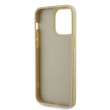 Apple iPhone 14 Pro Max Kılıf Guess Üçgen Logolu Rhinestone Taşlı Kapak Gold
