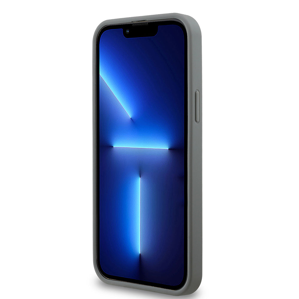 Apple iPhone 13 Pro Max Kılıf Guess Üçgen Logolu Rhinestone Taşlı Kapak Gümüş