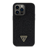Apple iPhone 13 Pro Max Kılıf Guess Üçgen Logolu Rhinestone Taşlı Kapak Siyah