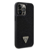 Apple iPhone 13 Pro Max Kılıf Guess Üçgen Logolu Rhinestone Taşlı Kapak Siyah