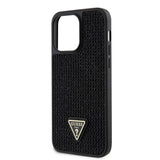 Apple iPhone 13 Pro Max Kılıf Guess Üçgen Logolu Rhinestone Taşlı Kapak Siyah