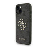 Apple iPhone 15 Kılıf Guess Bilek Askı İpli Kapak Metal Büyük 4G ve Yazı Logolu Siyah