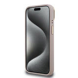 Apple iPhone 15 Kılıf Guess Kamera Standlı Kapak 4G Desenli Metal 4G Logolu Pembe
