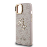 Apple iPhone 15 Kılıf Guess Kamera Standlı Kapak 4G Desenli Metal 4G Logolu Pembe