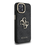 Apple iPhone 15 Kılıf Guess Kamera Standlı Kapak 4G Desenli Metal 4G Logolu Siyah