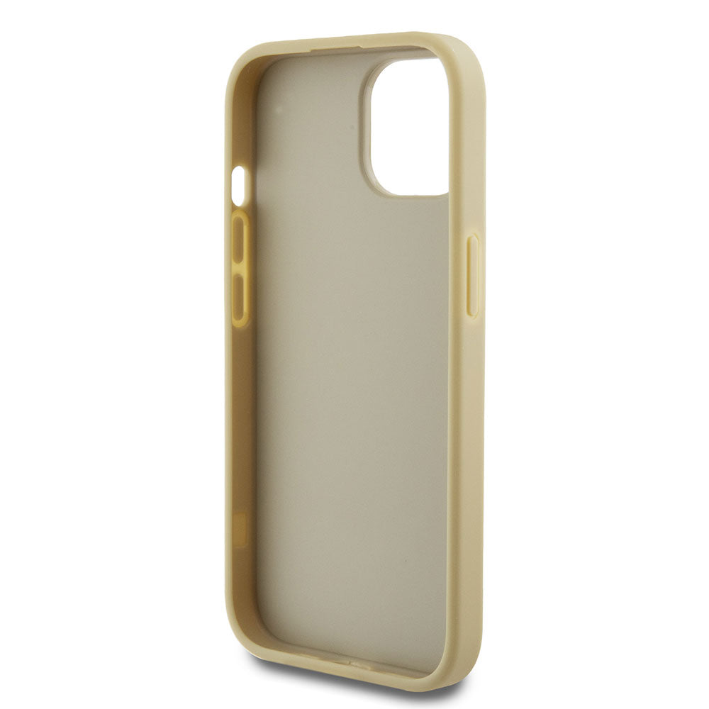 Apple iPhone 13/15 Kılıf Guess 4G Büyük Metal Logolu Glitter Kapak Gold