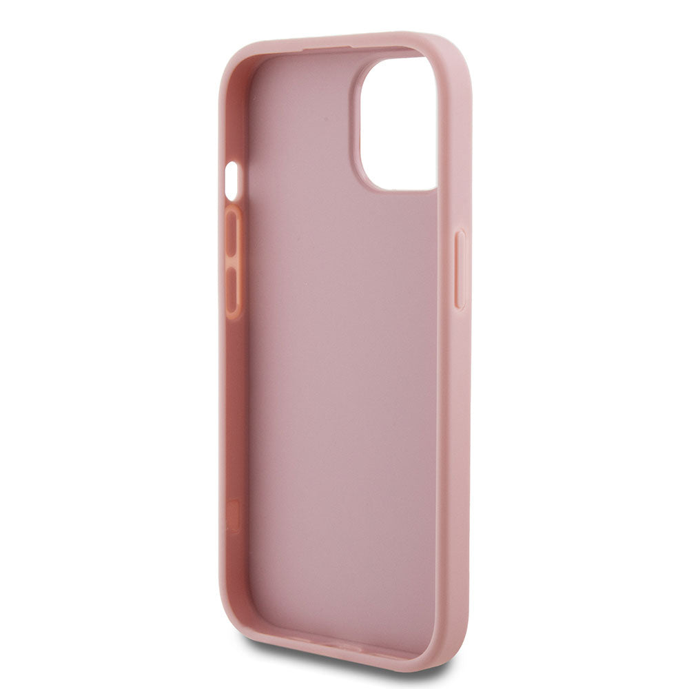 Apple iPhone 13/15 Kılıf Guess 4G Büyük Metal Logolu Glitter Kapak Pembe