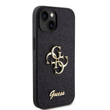 Apple iPhone 15 Kılıf Guess 4G Büyük Metal Logolu Glitter Kapak Siyah
