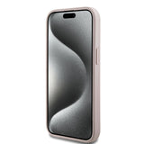 Apple iPhone 15 Kılıf Guess Magsafe Şarj Özellikli 4G Desenli Yazı Logolu Kapak Pembe