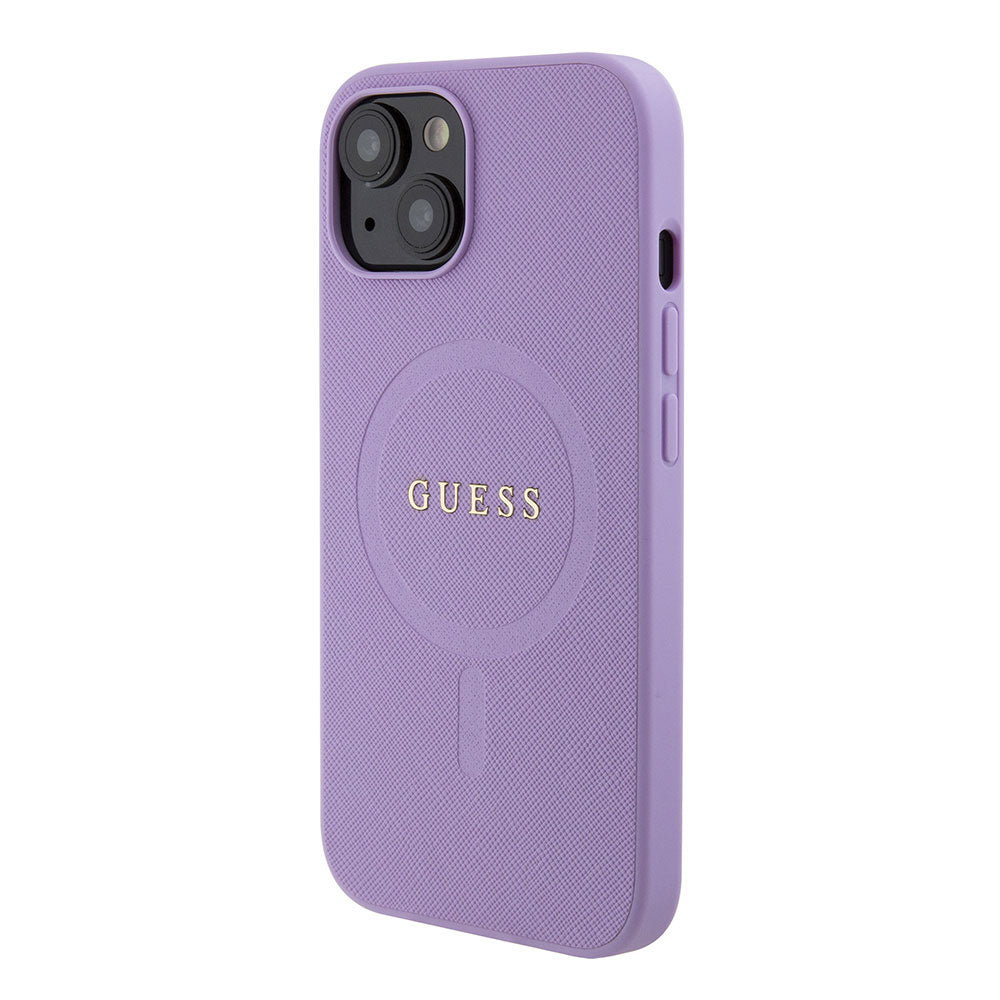 Apple iPhone 13/15 Kılıf Guess Magsafe Şarj Özellikli Saffiano Kapak Mor