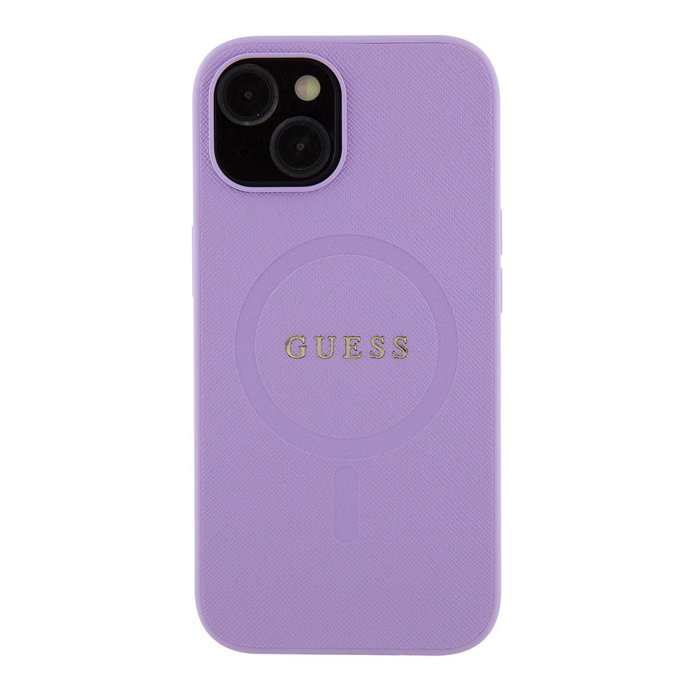 Apple iPhone 13/15 Kılıf Guess Magsafe Şarj Özellikli Saffiano Kapak Mor