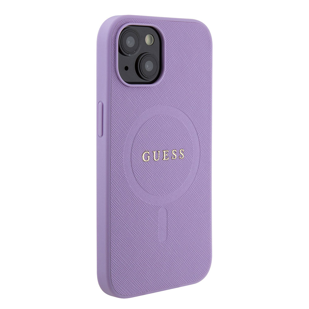 Apple iPhone 13/15 Kılıf Guess Magsafe Şarj Özellikli Saffiano Kapak Mor