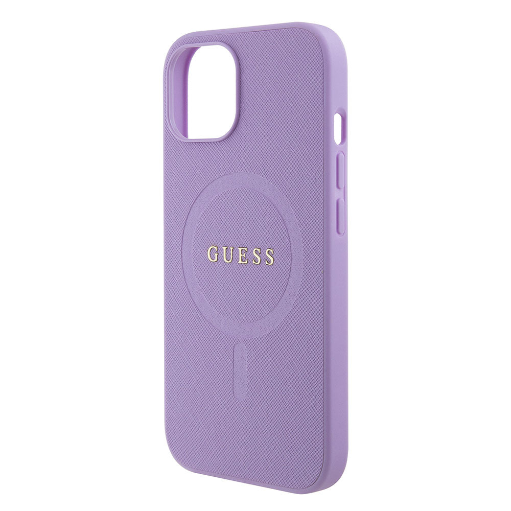 Apple iPhone 13/15 Kılıf Guess Magsafe Şarj Özellikli Saffiano Kapak Mor