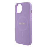 Apple iPhone 15 Kılıf Guess Magsafe Şarj Özellikli Saffiano Kapak Mor