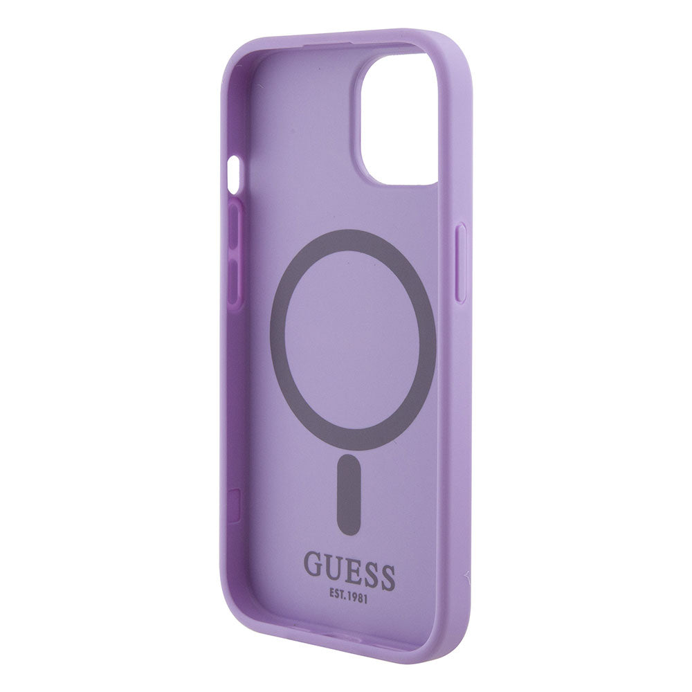 Apple iPhone 13/15 Kılıf Guess Magsafe Şarj Özellikli Saffiano Kapak Mor