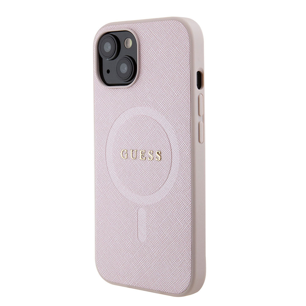 Apple iPhone 13/15 Kılıf Guess Magsafe Şarj Özellikli Saffiano Kapak Pembe