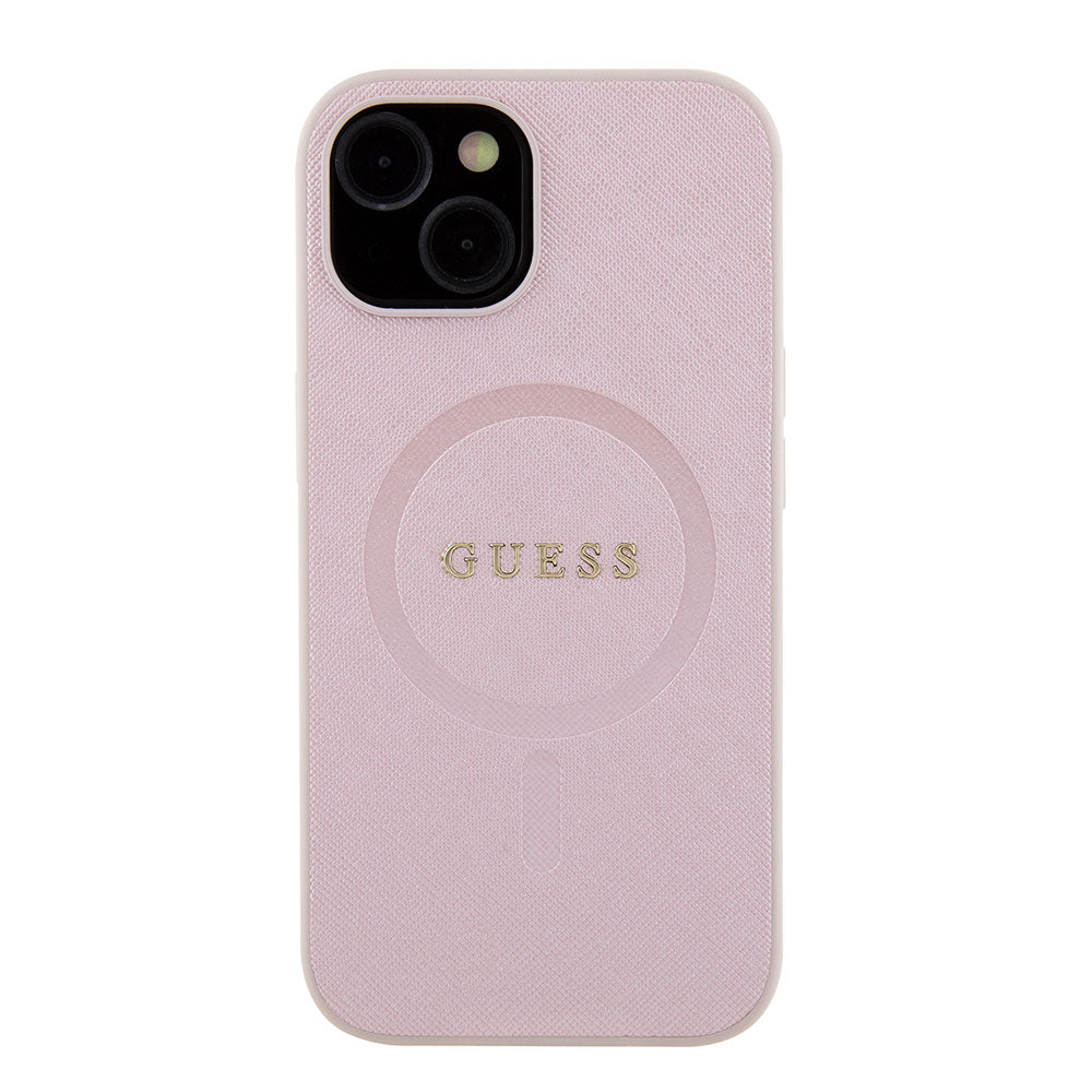 Apple iPhone 13/15 Kılıf Guess Magsafe Şarj Özellikli Saffiano Kapak Pembe