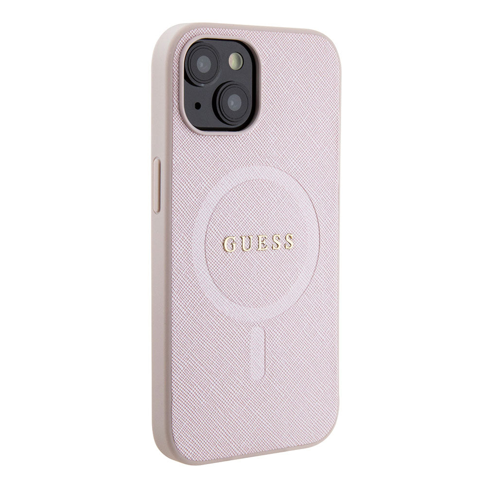 Apple iPhone 13/15 Kılıf Guess Magsafe Şarj Özellikli Saffiano Kapak Pembe