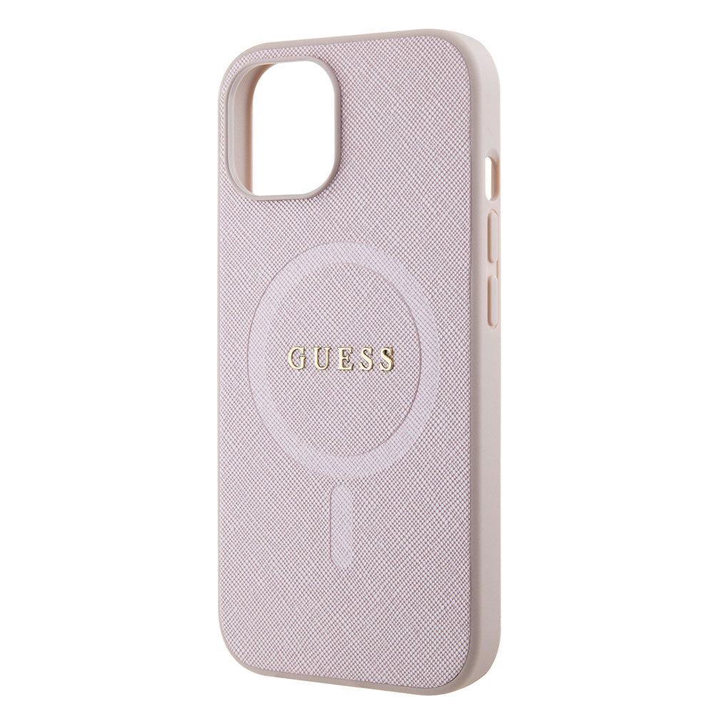 Apple iPhone 13/15 Kılıf Guess Magsafe Şarj Özellikli Saffiano Kapak Pembe