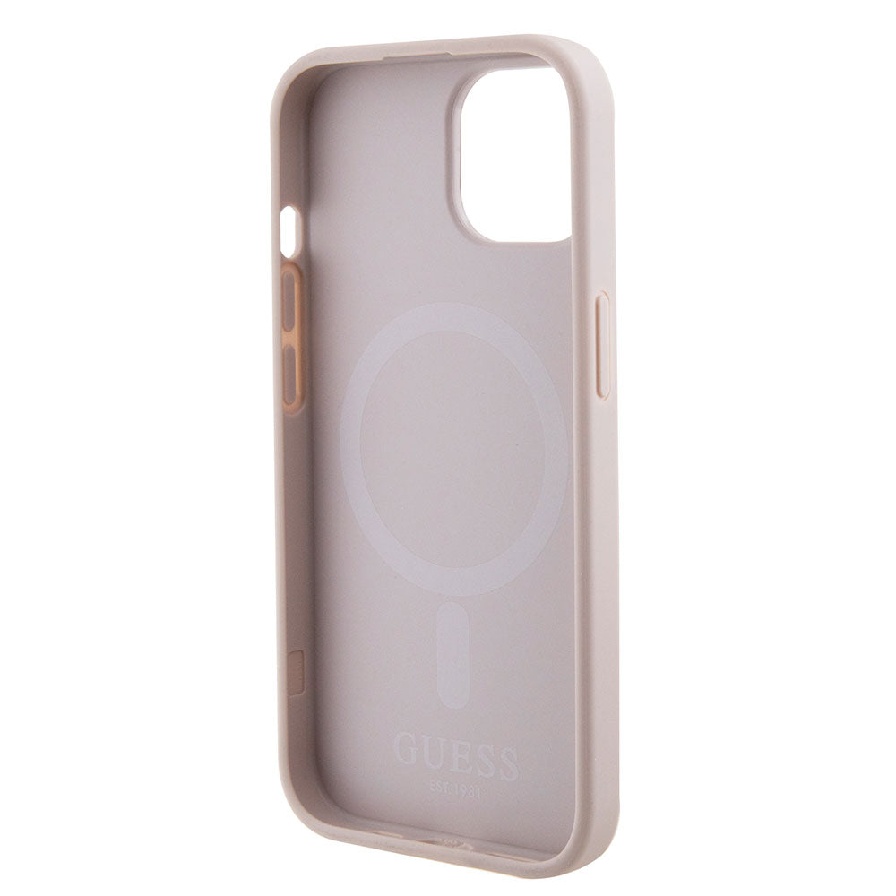 Apple iPhone 13/15 Kılıf Guess Magsafe Şarj Özellikli Saffiano Kapak Pembe