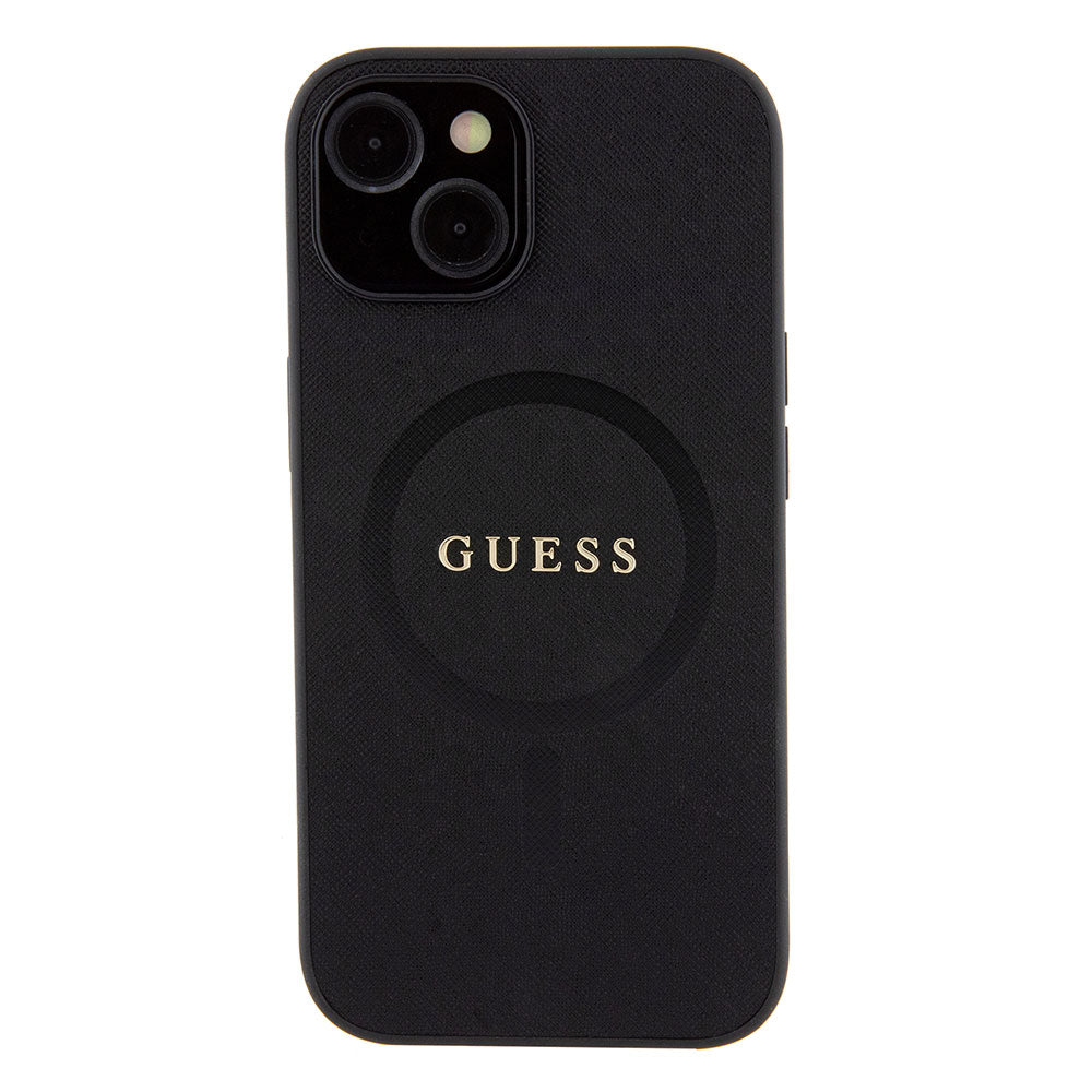 Apple iPhone 13/15 Kılıf Guess Magsafe Şarj Özellikli Saffiano Kapak Siyah