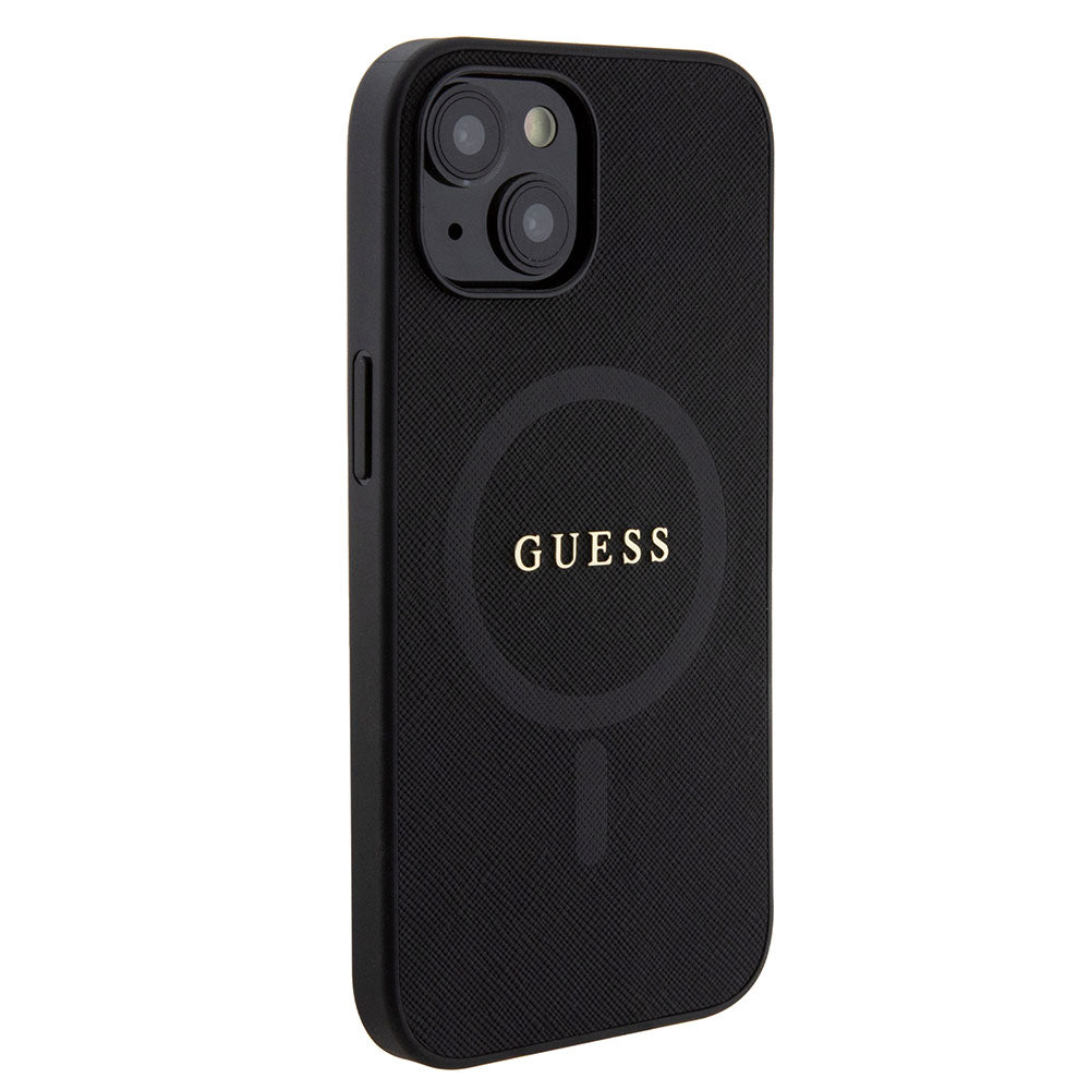 Apple iPhone 13/15 Kılıf Guess Magsafe Şarj Özellikli Saffiano Kapak Siyah