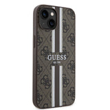 Apple iPhone 15 Kılıf Guess Magsafe Şarj Özellikli Şerit Tasarımlı Kapak Kahverengi