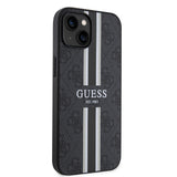 Apple iPhone 15 Kılıf Guess Magsafe Şarj Özellikli Şerit Tasarımlı Kapak Siyah