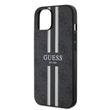 Apple iPhone 15 Kılıf Guess Magsafe Şarj Özellikli Şerit Tasarımlı Kapak Siyah