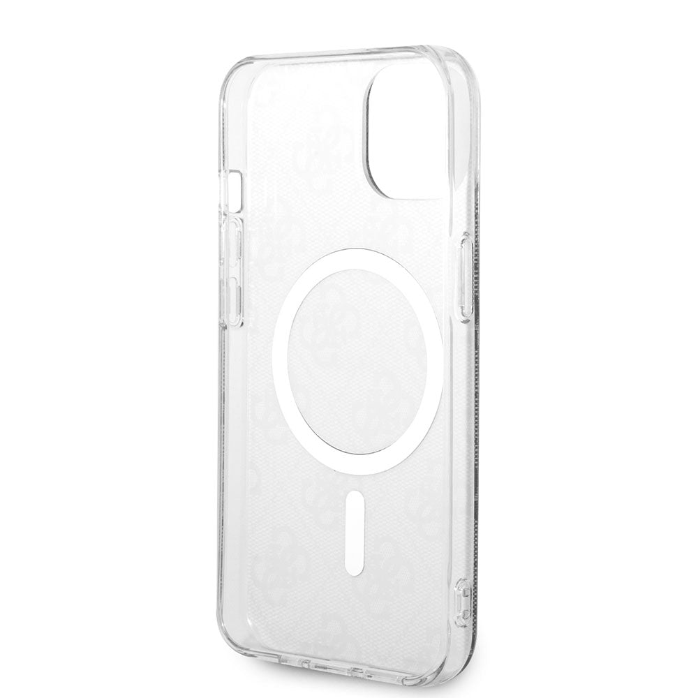 Apple iPhone 13/15 Kılıf Guess Magsafe Şarj Özellikli Yazı Logolu 4G Desenli Kapak Siyah