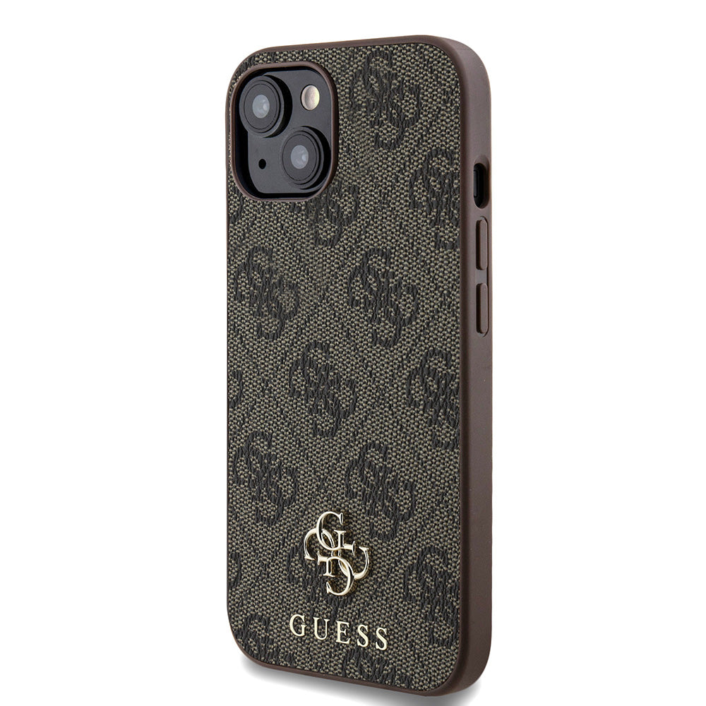 Apple iPhone 13/15 Kılıf Guess Magsafe Uyumlu 4G Classic Logolu Kapak Kahverengi