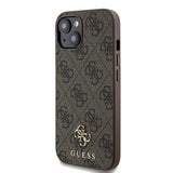 Apple iPhone 15 Kılıf Guess Magsafe Uyumlu 4G Classic Logolu Kapak Kahverengi