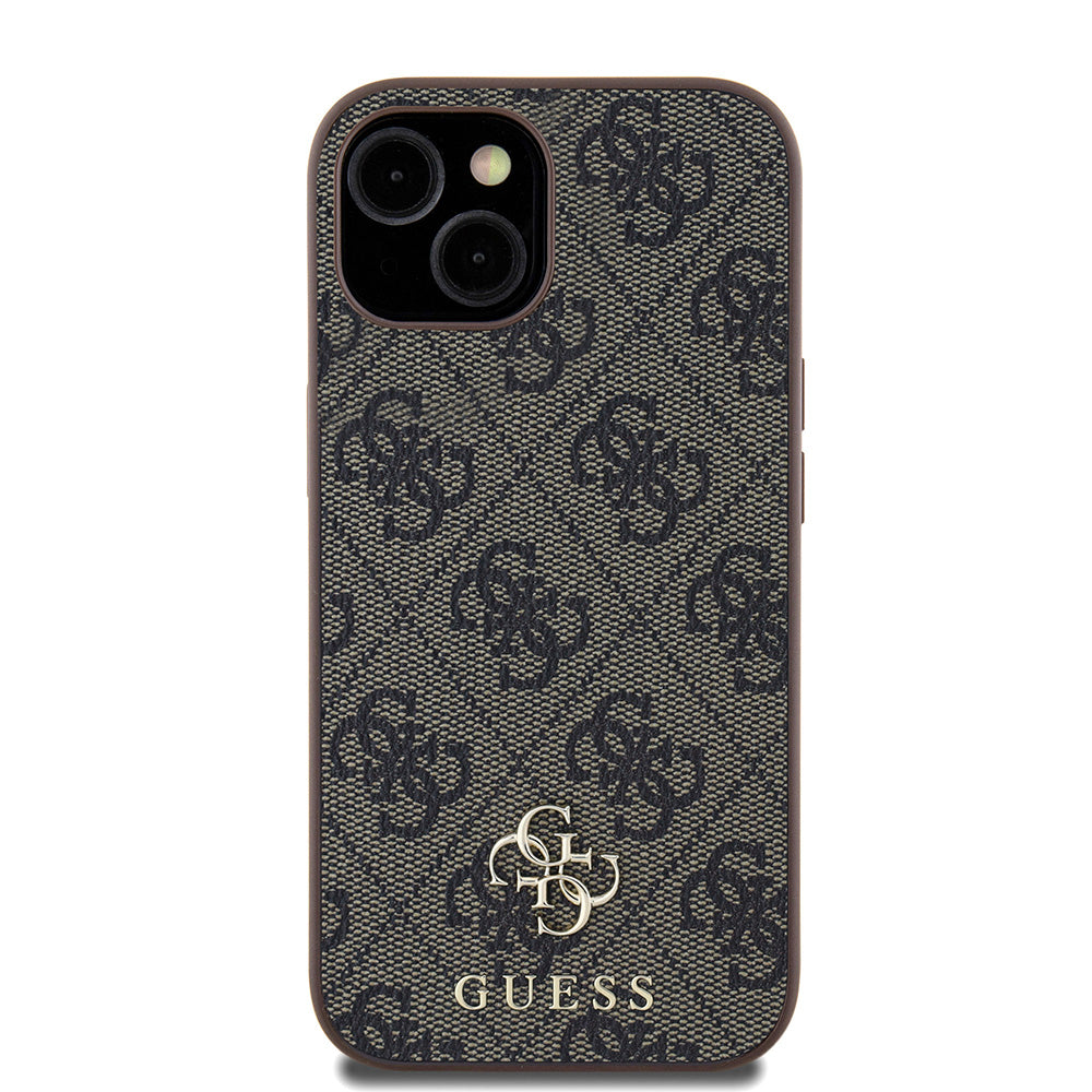 Apple iPhone 14 Kılıf Guess Magsafe Uyumlu 4G Classic Logolu Kapak Kahverengi