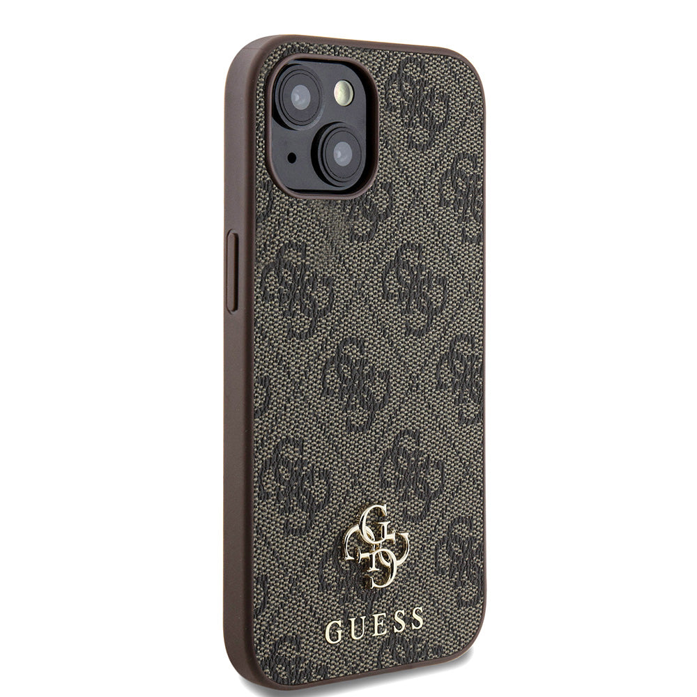 Apple iPhone 14 Kılıf Guess Magsafe Uyumlu 4G Classic Logolu Kapak Kahverengi